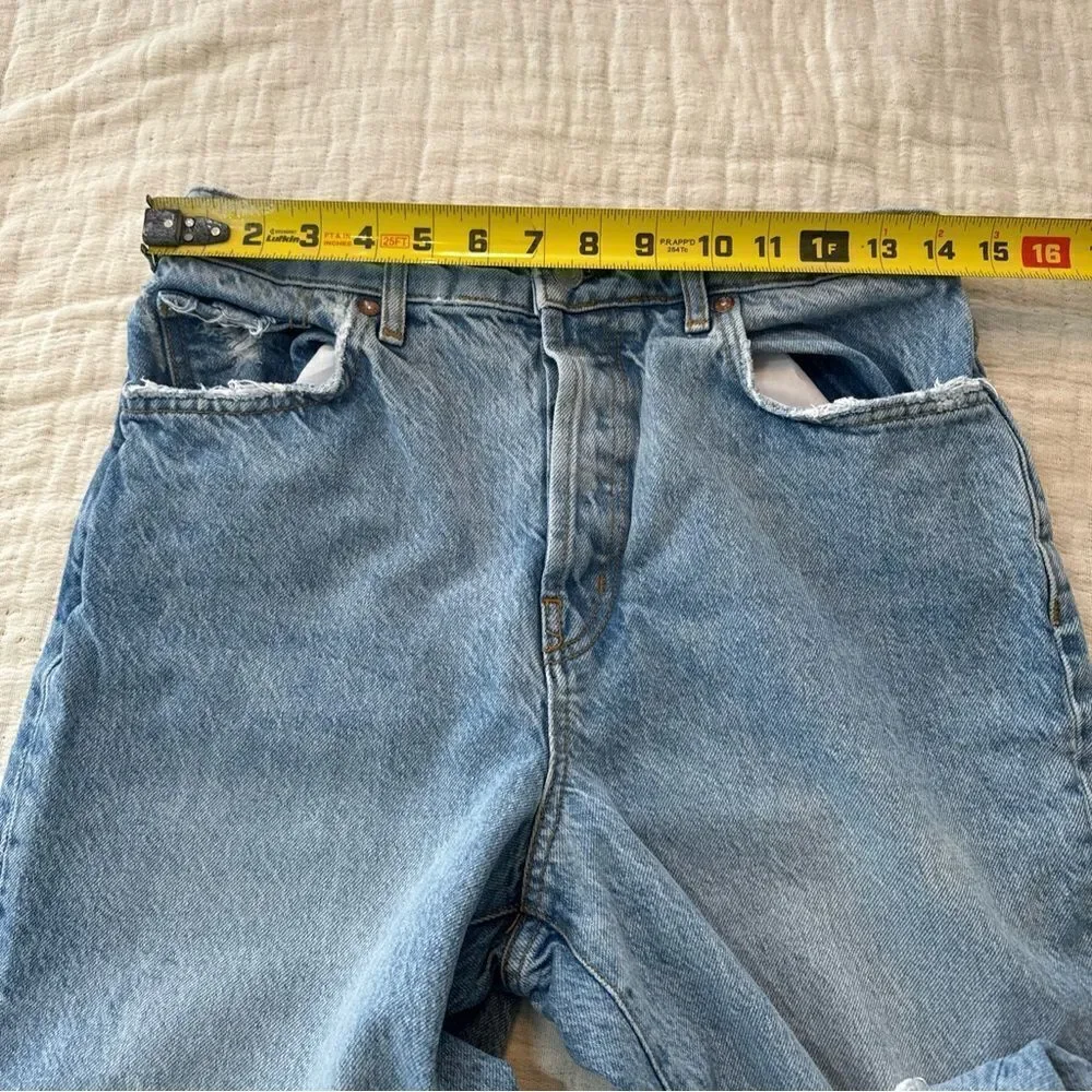 We the Free People Women's Size 29 Blue Wide Leg Jeans Distressed